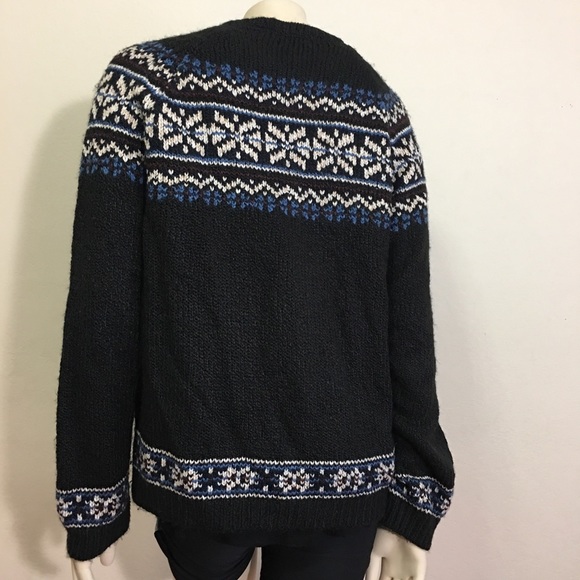London Fog sweater black, cream and blue - boho - Picture 3 of 6